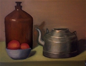 Still Life painting with peaches